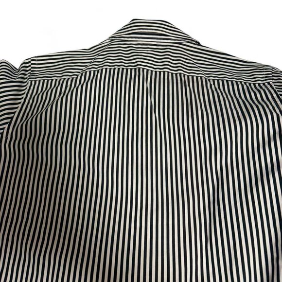 Vintage 90s Lauren Ralph Lauren Embroidered Crest Logo B&W Long Sleeve Shirt - Picture 6 of 8